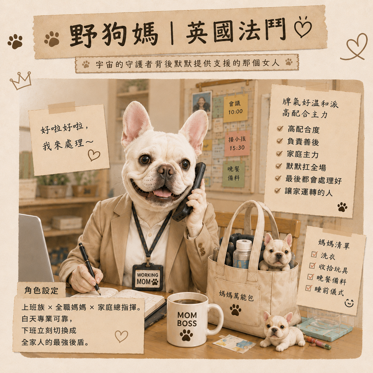 野狗媽白臉英國法鬥角色圖